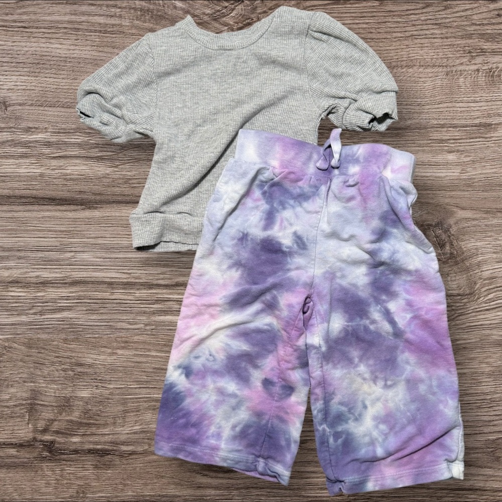 Splendid Purple and Gray Matching Jogger Set for Casual Comfort